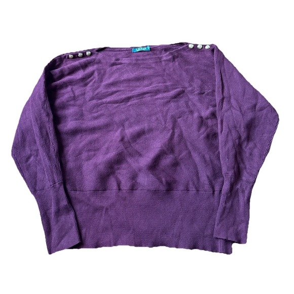Lauren Ralph Lauren Sweaters - Lauren Ralph Lauren‎ Large Womens Sweater Maroon 100% Cotton Buttons Knit